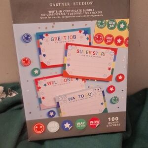 Gartner Studios Colorful Certificate Set with Stickers